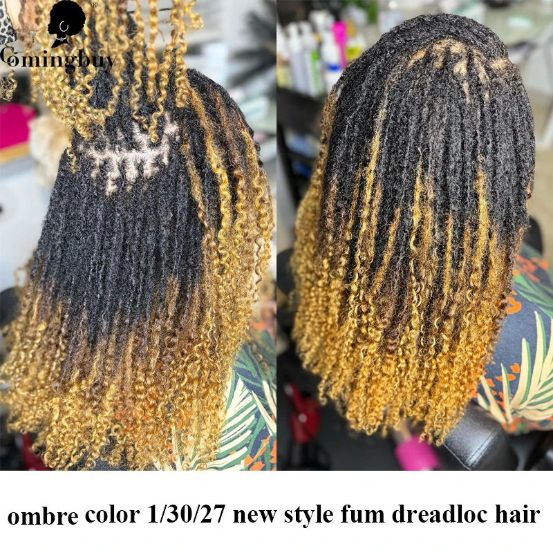 Black Comingbuy용 옴브레 컬러 Fum Dreadloc 브레이딩 헤어, 실제 인모, 록 익스텐션 헤어, 컬링 파트 포함, 1b/30/27