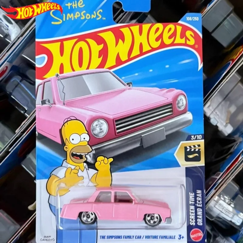 Original Hot wheels 1/64 The Simpsons Family Car Pink Alloy Diecast Toy Car 2026 E C4982 Series Collectible Vehicle For Boys