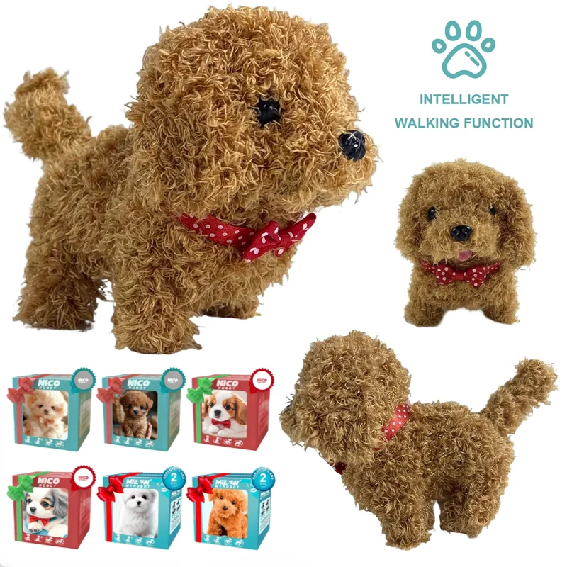 1 قطعة الحيوانات المحشوة واقعية الروبوتية جرو محاكاة لعبة أفخم روبوت الكلب بطارية تعمل التفاعلية المشي الكلب لعبة طفل هدية #1