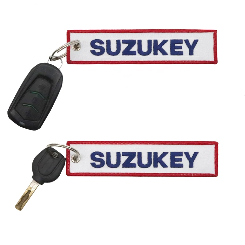 JDM SUZUKEY logo Key Chain For Motocycle Key Ring Cars Keychain Gifts Double Sided Embroidery Fashion Keychain Auto parts