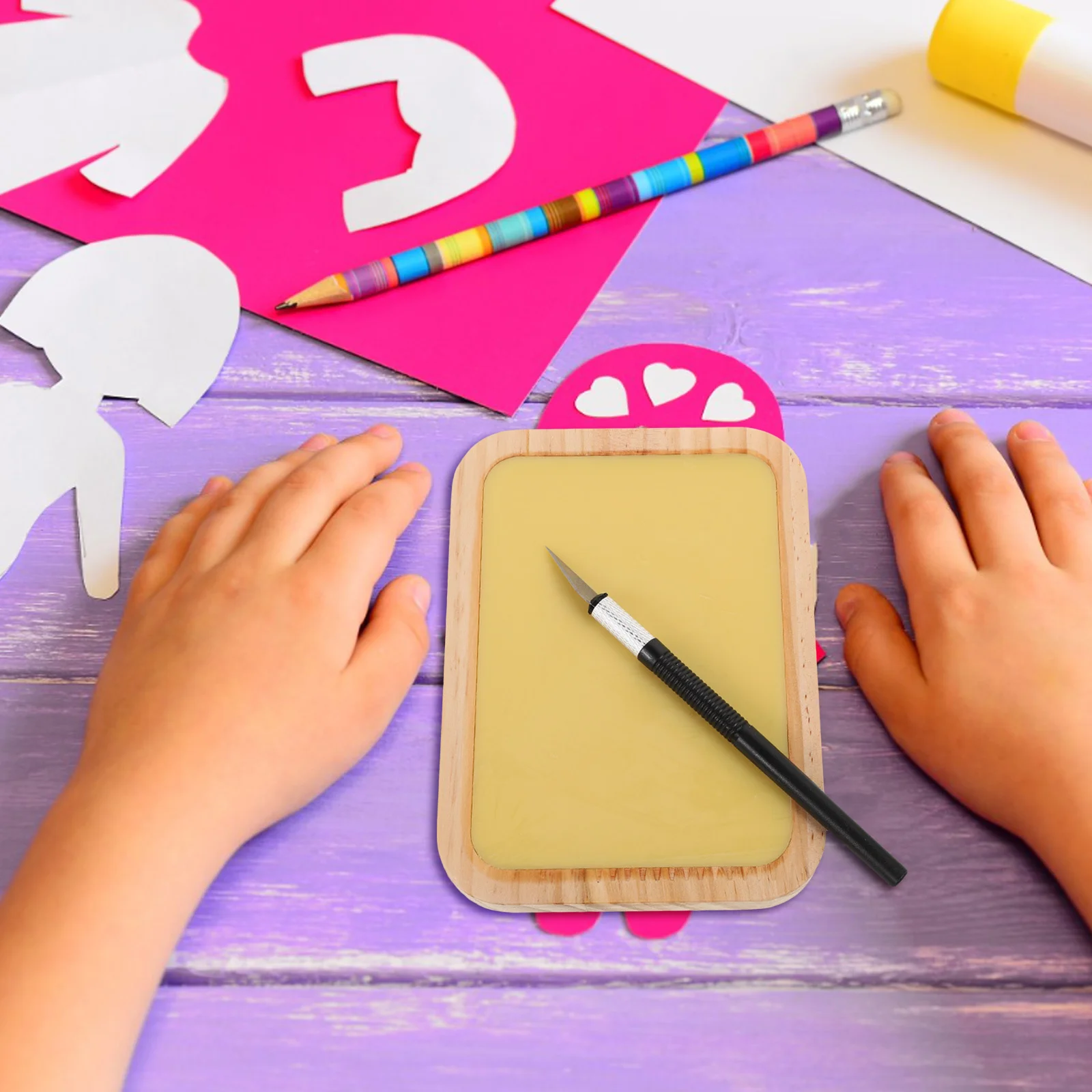 

1 Set Paper Cutting Carving Kit Non-Sticky Wax Plate Sharp Blades For Diy Window Decorations Craft Projects Hand Engraving Tool