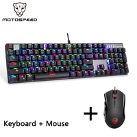 Motospeed CK104 Gaming Mechanical Keyboard Metal Panel 104 Key RGB Backlight Wired Game Keyboard Mouse Set  Macro Driver