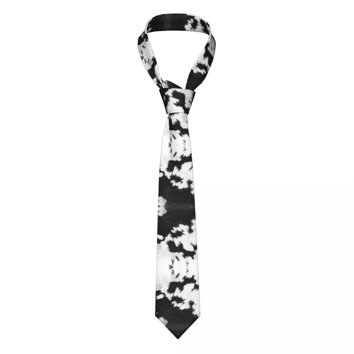 Personalized Cowhide Leather Neck Tie Men Formal Animal Hide Texture Silk Business Neckties