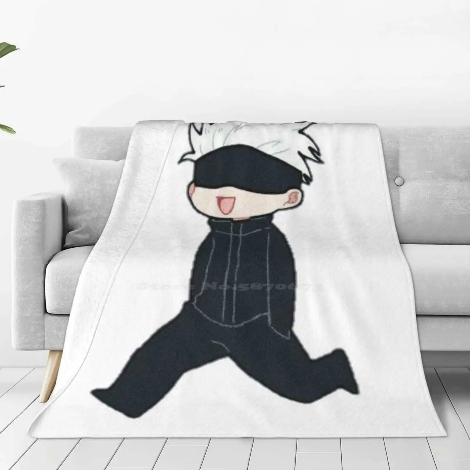 Chibi Gojo New Selling Custom Print Flannel Soft Blanket Gojo Satoru Cute Gojo Cute Jjk Satoru Gojo Chibi Gojo