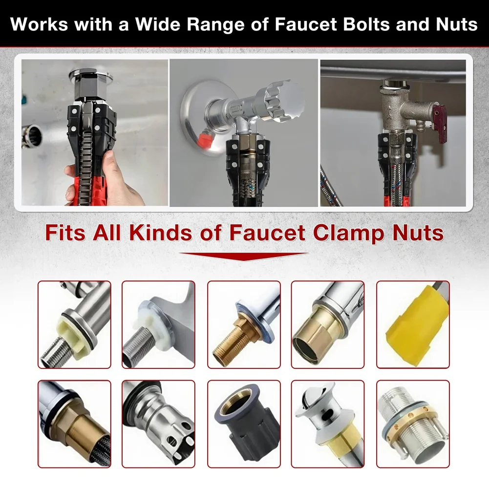 

ABKY-18-In-1 Multifunctional Sink Wrench, Plumbing Tool For Faucet & Sink Installation, Undersink Basin Wrench