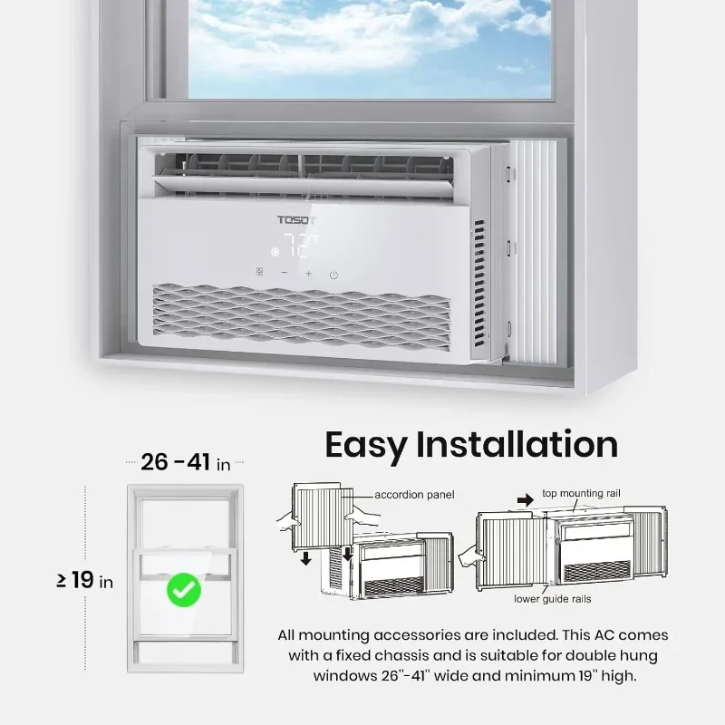 Aire acondicionado de ventana TOSOT 10.000BTU, diseño moderno y control remoto con detección de temperatura