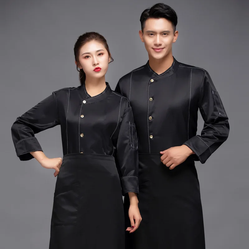 Chef Overalls Male Long Sleeve Autumn and Winter Clothes Thick White Hotel Dining Canteen plus Size Rear Kitchen Clothes