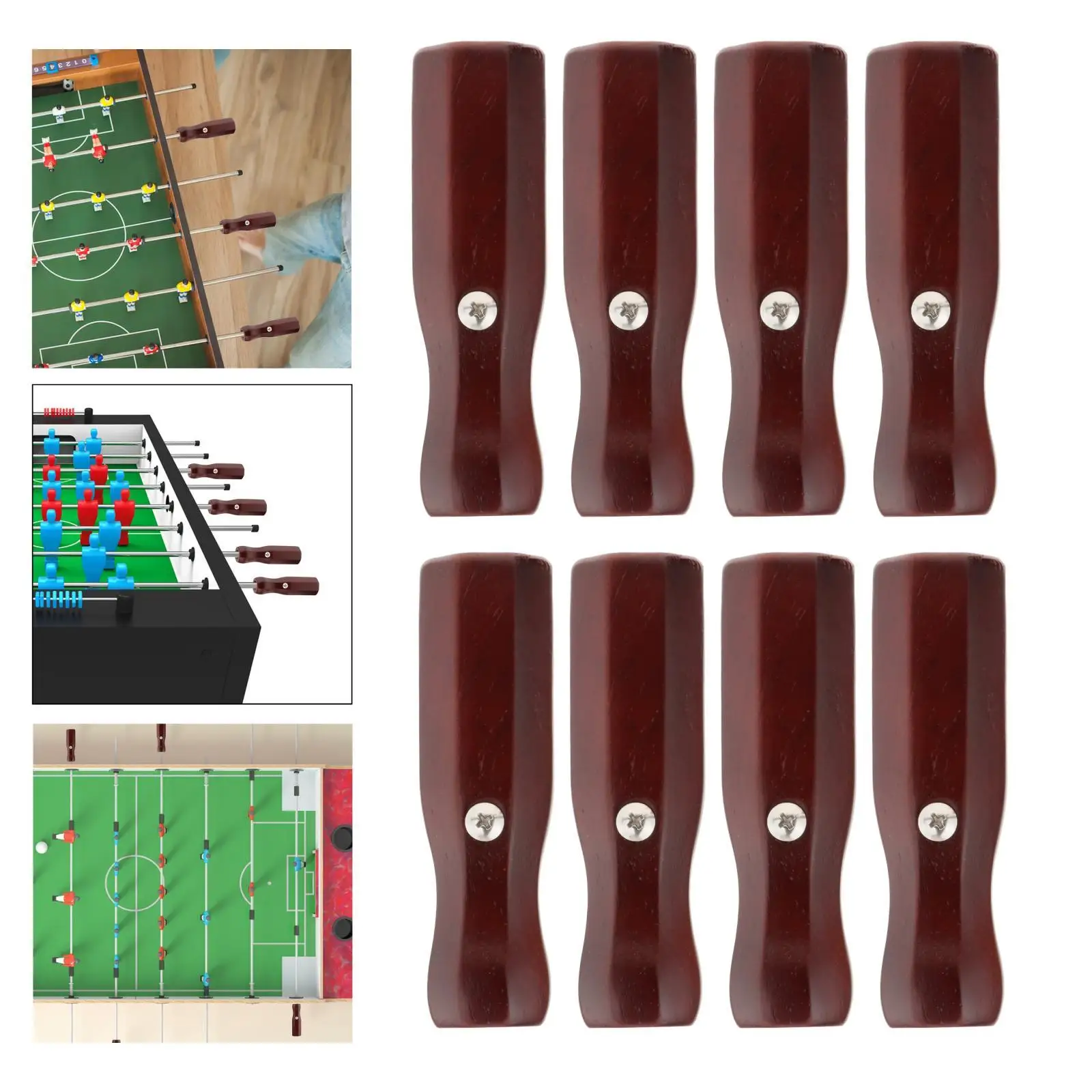 

Foosball Table Handles Replacement Wooden Deep Red Accessories Durable Grip Supplies for Table Soccer Game