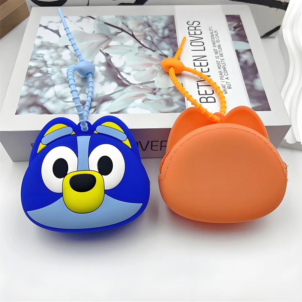 Bluey and Bingo أنيمي الشكل لطيف الكرتون Mnin محفظة نسائية للعملات المعدنية لينة المطاط محفظة الأطفال حقيبة تزيين مُثبت