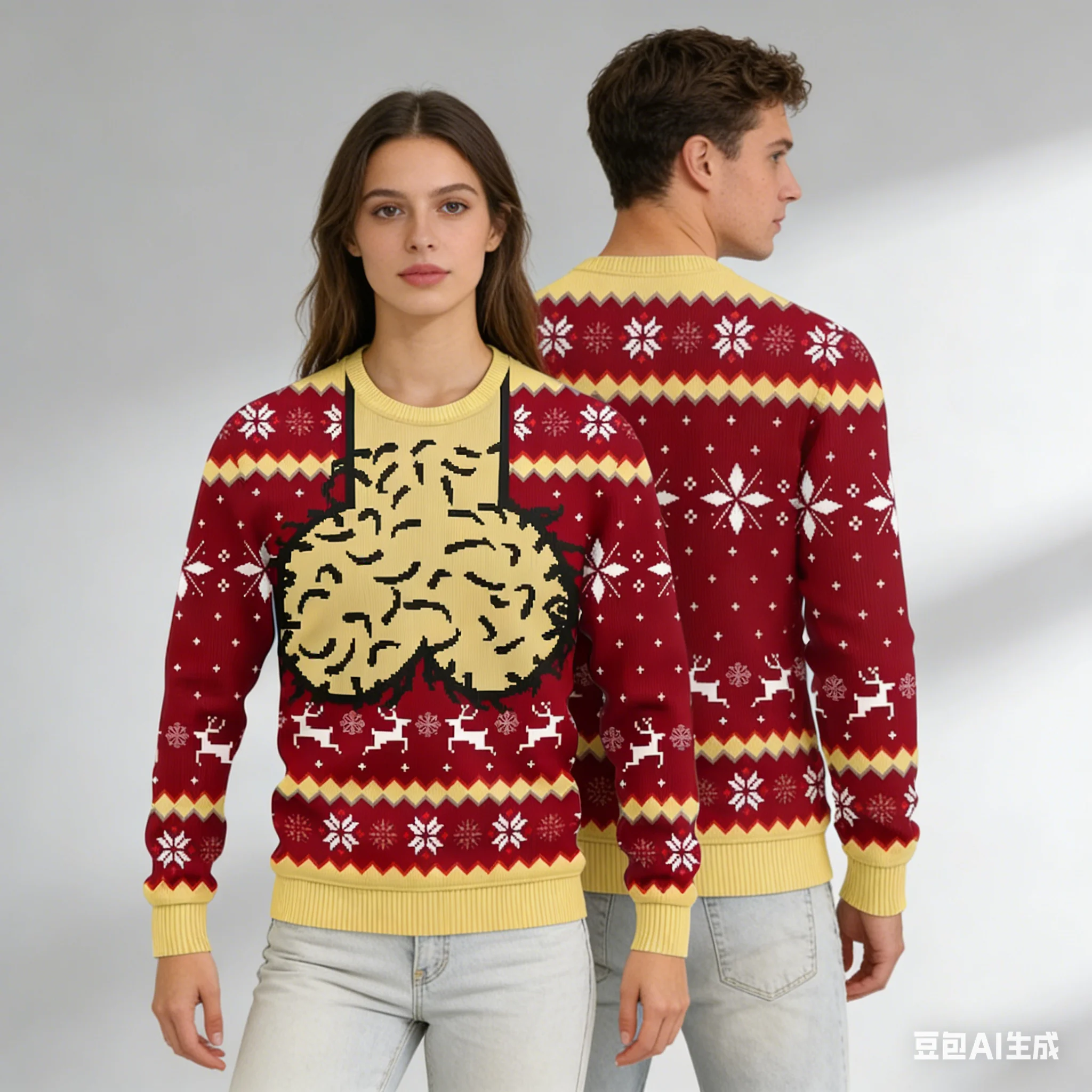 

Unisex Ugly Christmas Sweater Women Chicken with Stringlights Jumper Tops 3D Print Men's Crewneck Sweatshirt Casual Long Sleeve