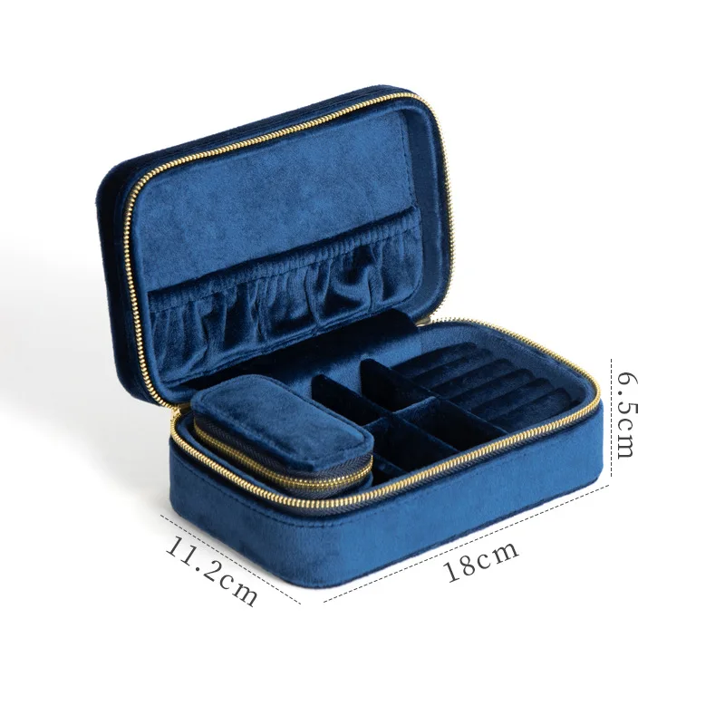Portable Storage Organizer Retangle Jewelry Box Earring Holder Display Travel Jewelry Case Zipper Travel Case
