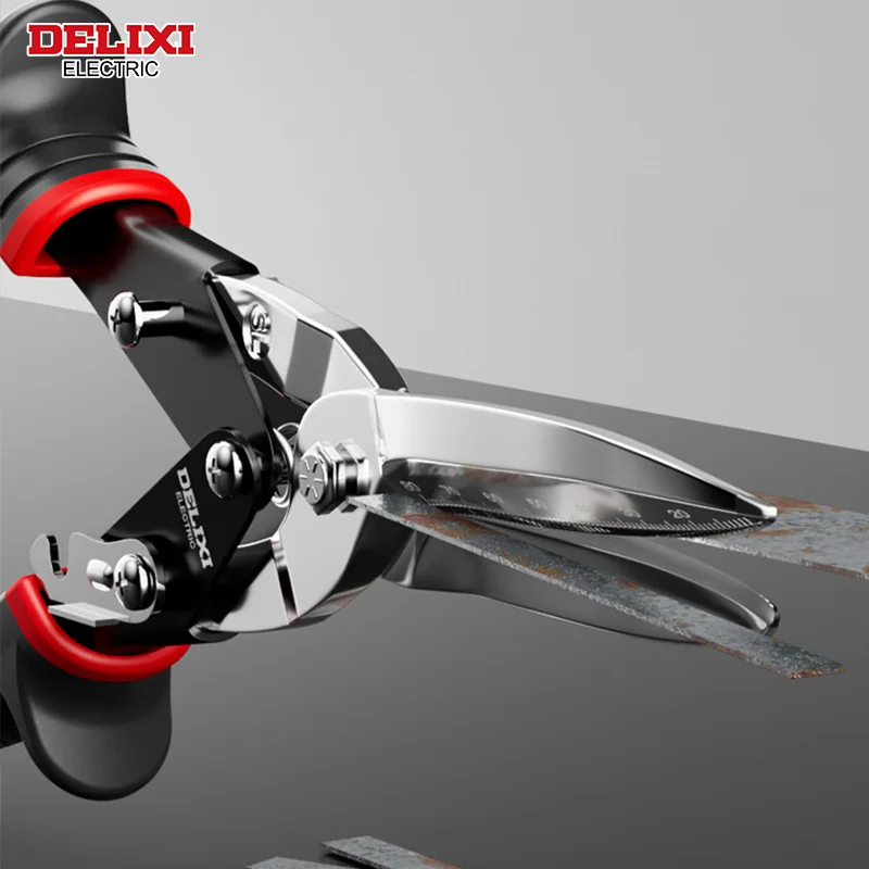 DELIXI ELECTRIC Aviation Scissor，Professional Industrial Shear for Metal Sheet & PVC Pipe Cutting,with Graduated Ruler CRV Steel