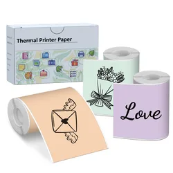 Sticker Paper Printer Paper,Orange/Purple/Green Colorful Adhesive Thermal Paper for T02/M02X/M02L,50mmx3.5m DIY Scrapbooks