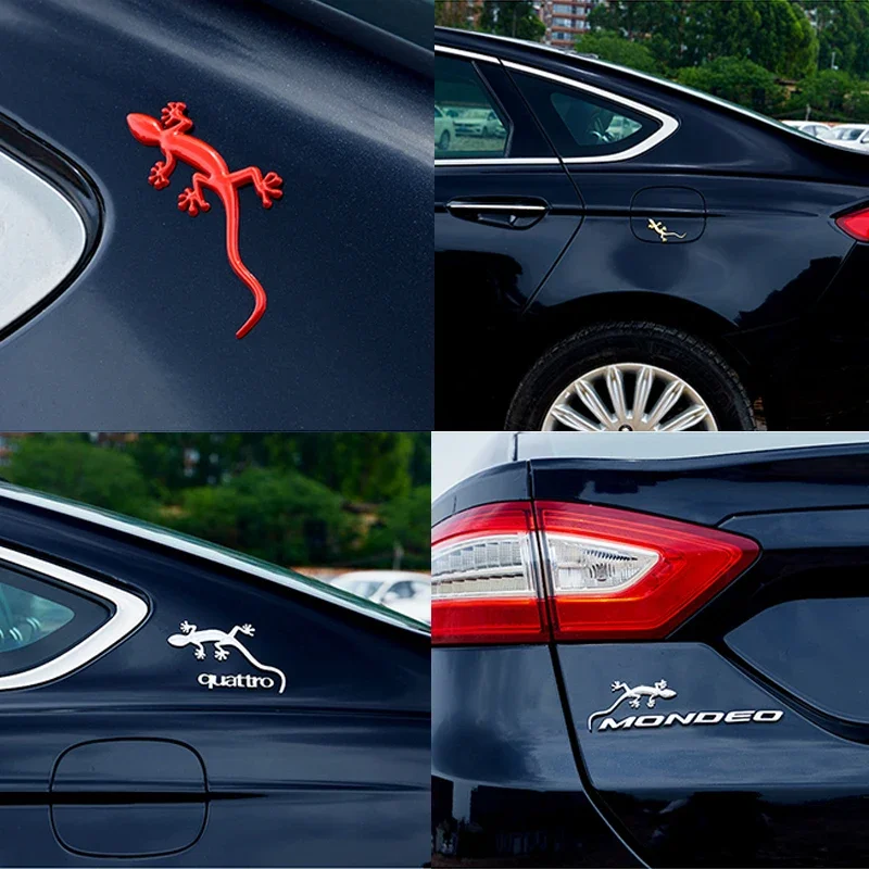 Gecko-insignia de Metal 3D para coche, pegatina con logotipo divertido de lagarto, impermeable, emblema, para Audi A3, A4, A5, A6, Q3, Q5, 1 piezas