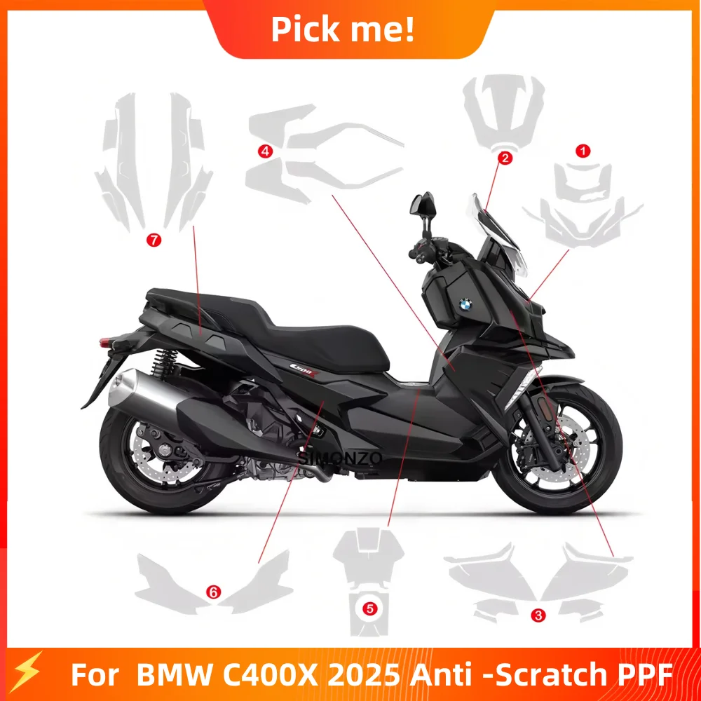 

High Gloss Self-Healing TPU Motorcycle Paint Protection Film for BMW C400X 2025- Anti-Scratch & UV Resistant c400x Accessories