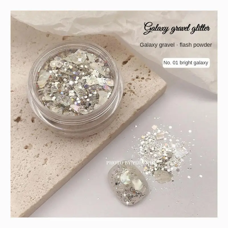 مسحوق أظافر كريستالي لامع ، أداة أظافر مجرة ، ترتر ، رقائق ، حجر مرصع بالنجم ، لمعان فائق النحافة ، فن الأظافر ، لامعة ، الديكور