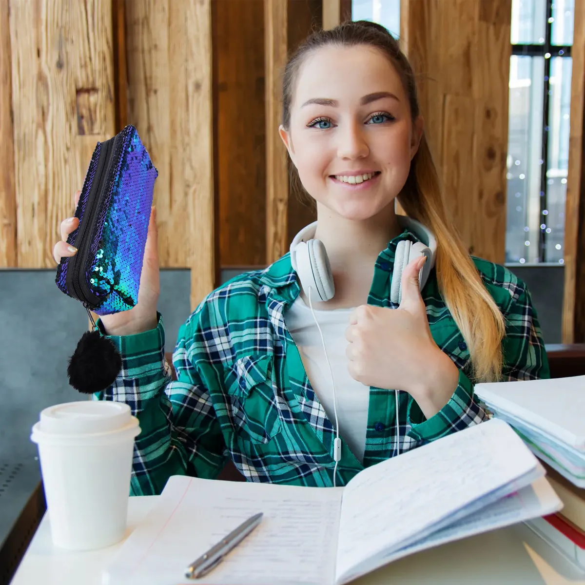 

1Pcs Sequin Pencil Bag Mermaid Style Pencil Case Large Capacity Stationery Organizer Glitter Zipper Pouch Multifunction Storage