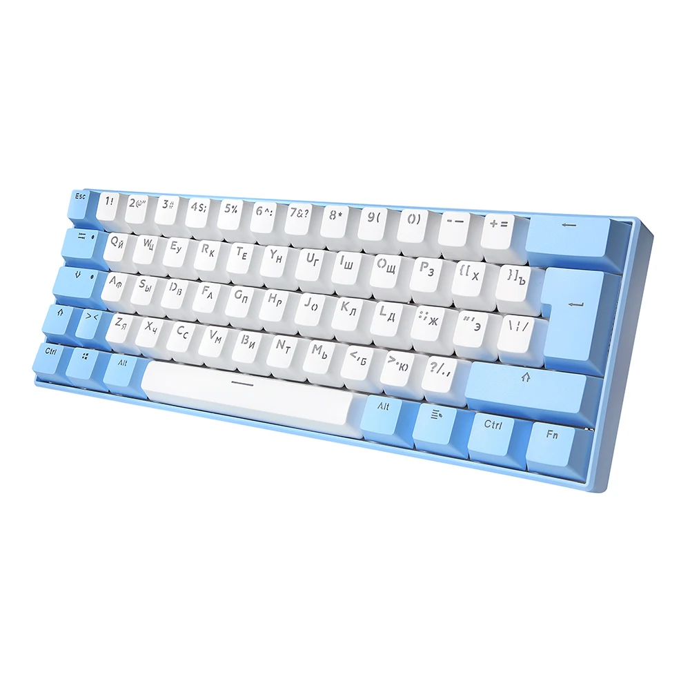 Español 62 Teclado Mecánico Diseño ISO 60% Mini Color Retroiluminado USB Con Cable Teclado Gamer Translúcido Personalizado Keycap para Viajes Ordenador Portátil PC UYIQ YQ62