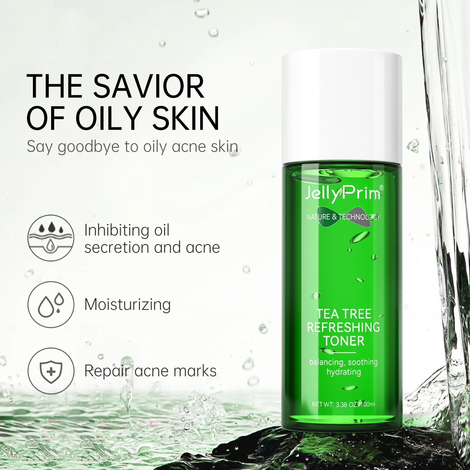 JellyPrim Tea Tree acne Toner Face Emulsions Anti Acne Pimple Scar Skin Care Products Facial Moisturizing Water 100ml For Women