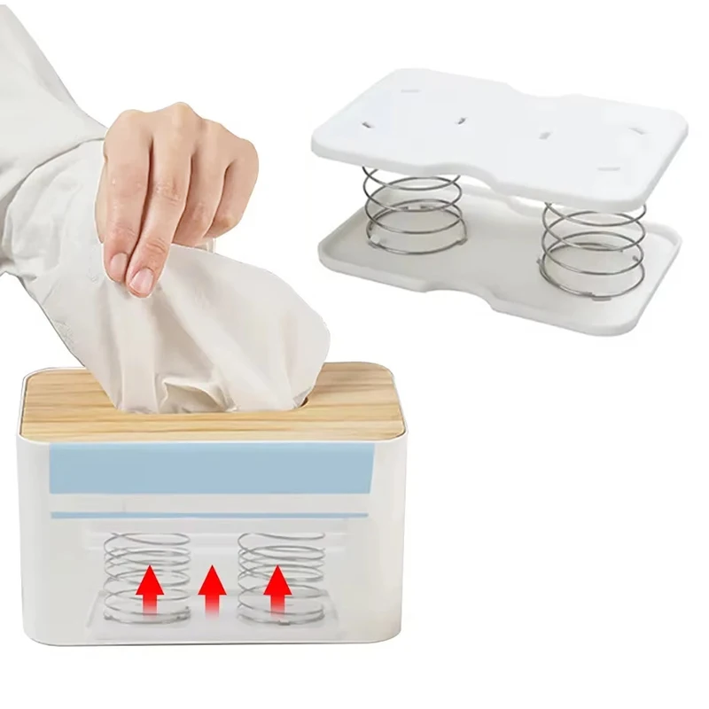 

Creative Spring Holder Tissue Box Automatic Lift Loaded Bracket Tissue Box Spring Lifting Support for Home Storage Supplies