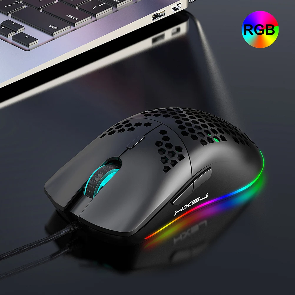 

6 Keys Rgb Gaming Mouse 6400 Dpi Adjustable Hole Design Ergonomic Led Light Plug Play Programmable Computer Mouse For