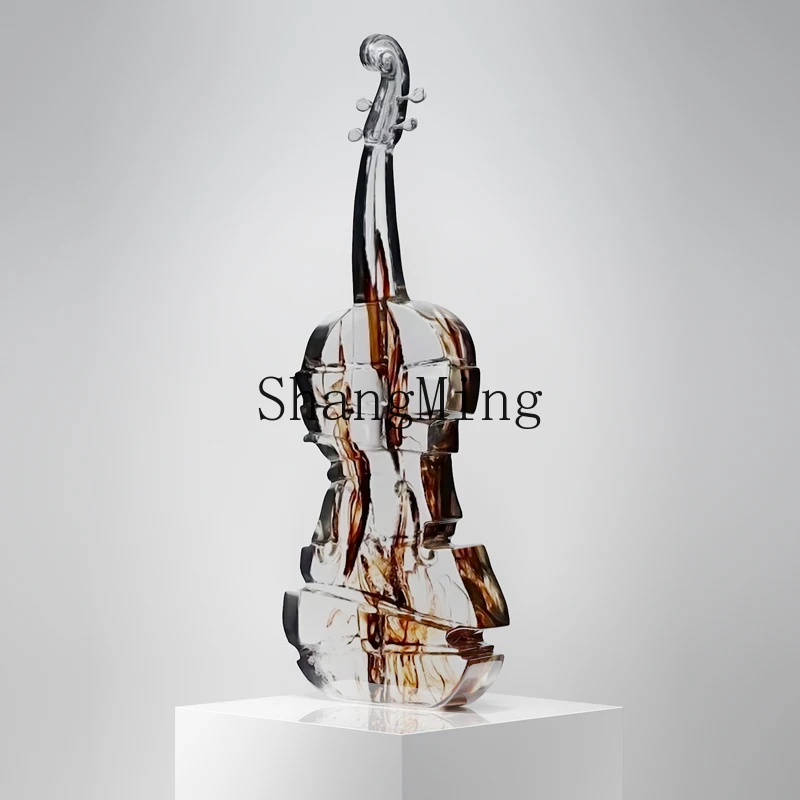 

ZYY high-end transparent violin sculpture ornament modern simple floor soft decoration