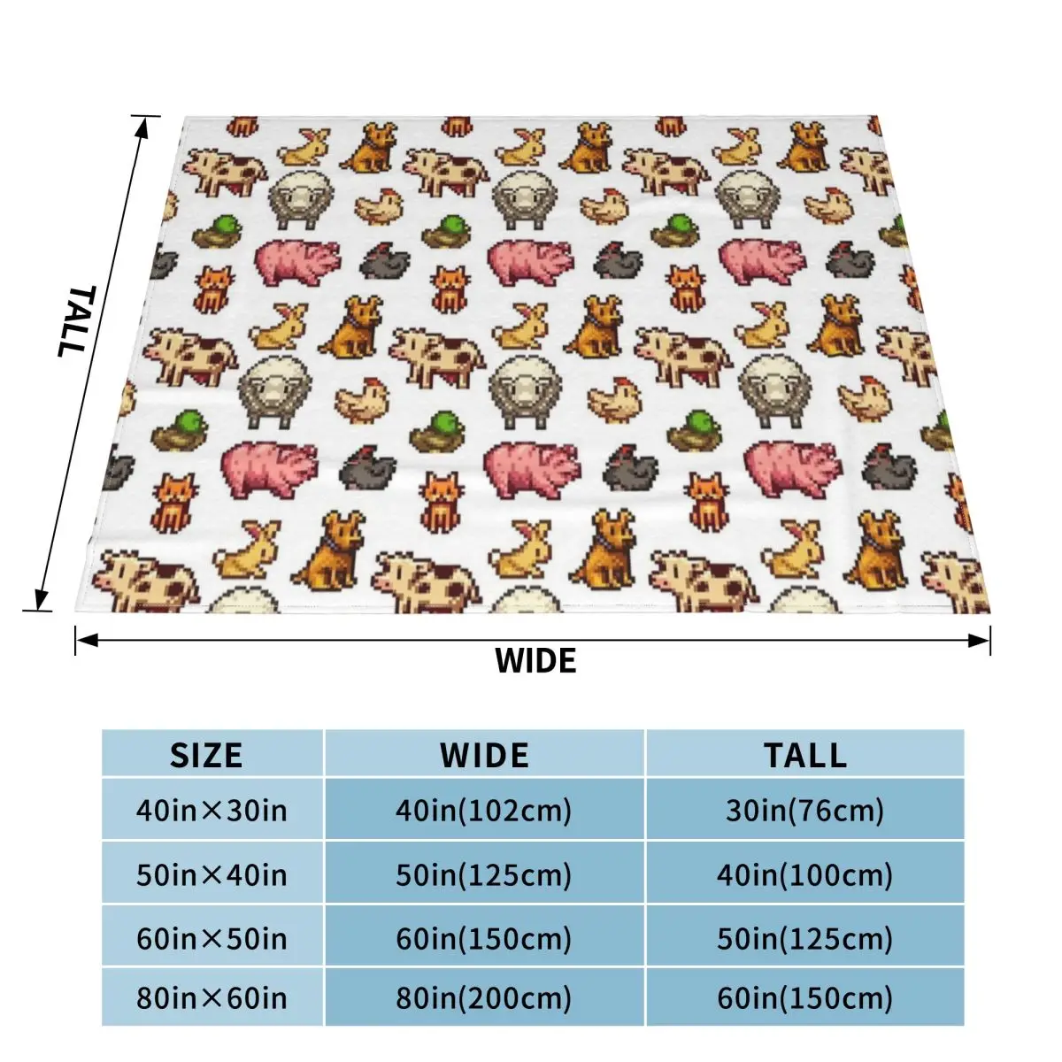 Cobertor de animais de Stardew Valley, decoração têxtil de flanela, cobertor leve fino para cama, tapete ao ar livre multifuncional