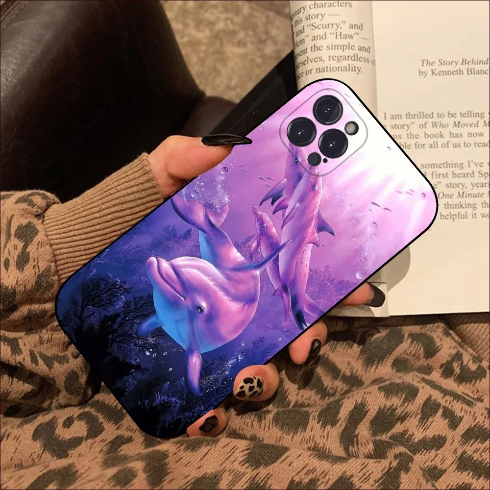 Ocean Animal Cute Dolphin Phone Case For iPhone 15 14 11 12 13 Mini Pro XS Max Cover 6 7 8 Plus X XR SE 2020 Funda Shell
