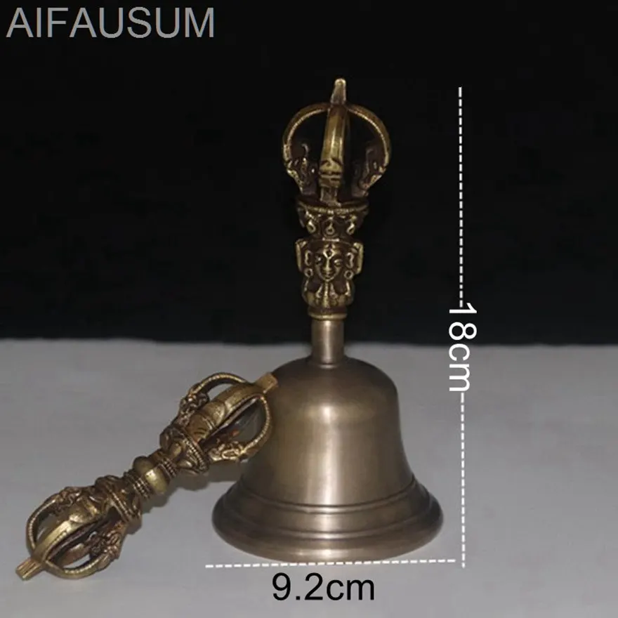 1set 13cm 16cm 18cm Copper Vajra bell ghanta Handbells hand bell Tibetan Buddhism meditation artifact