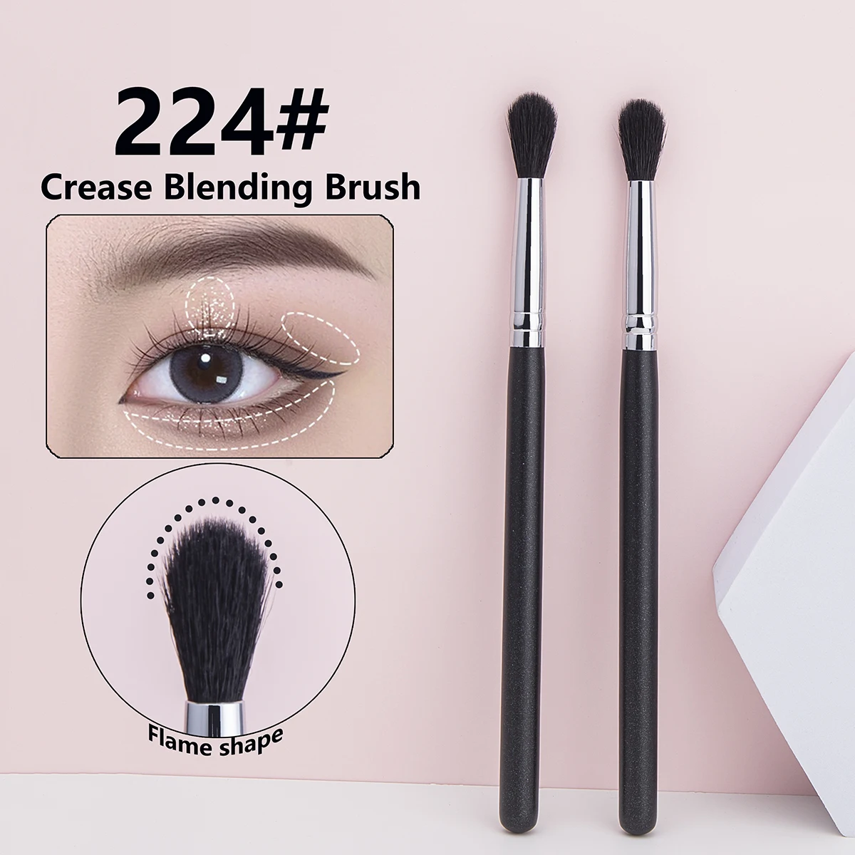 224 Crease Brush Eye Shadow Crease Blending Makeup Brushes High Quality Flame Shape Goat Hair Eye Shadow Crease Makeup Tool