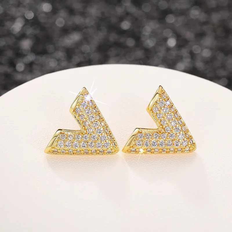 Korean V Shape Two Wear Earrings for Women French Fashion Geometric Zircon Rhinestone Luxury Elegent Earrings  Jewelry Gifts image 6