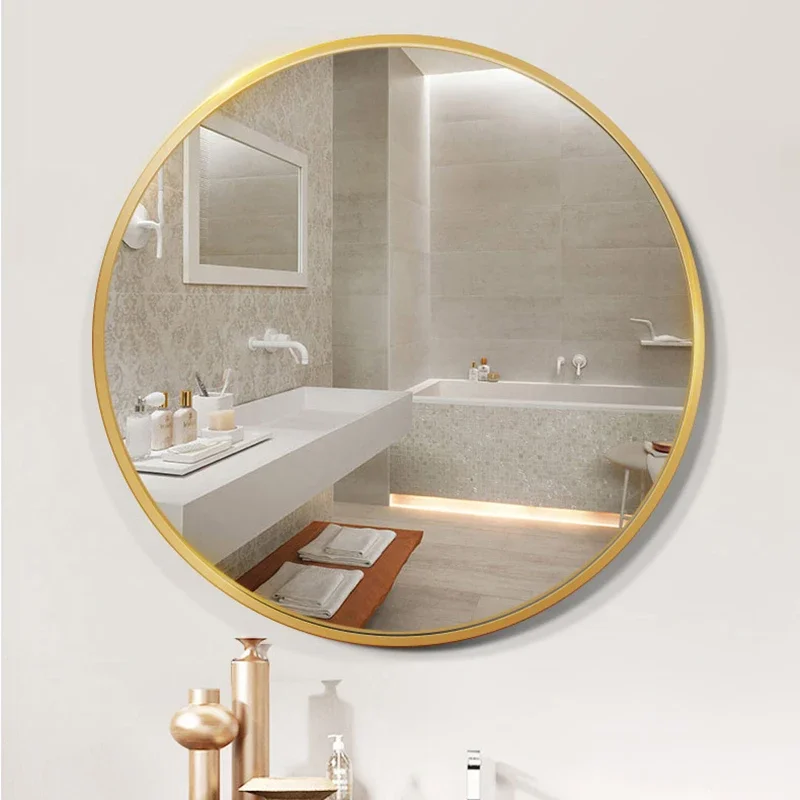 Portable Large Shower Mirror Vanity Makeup Toilet Irregular Full Height Mirror Round Aesthetic Espelho Mirror Wall Stickers