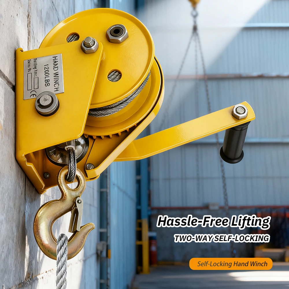 

Ручная лебедка с самоблокировкой, 1200 фунтов, ручная буксировочная лебедка, малый подъемник, двусторонняя блокировка для буксировки прицепов, лодок или квадроциклов