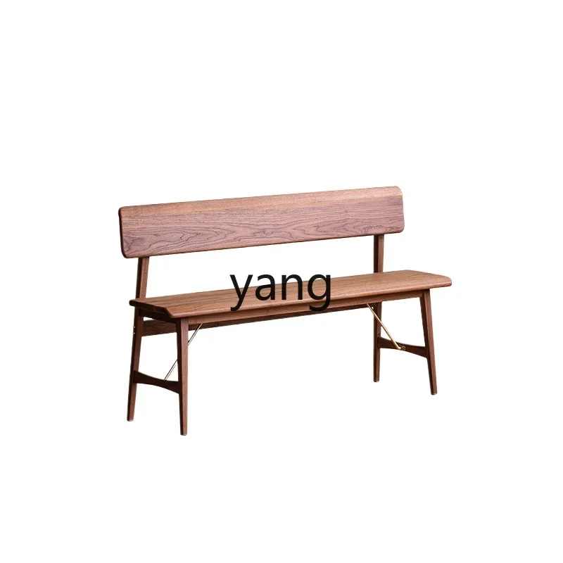 

LMM all solid wood bench dining chair Nordic park chair backrest integrated shoe change stool household