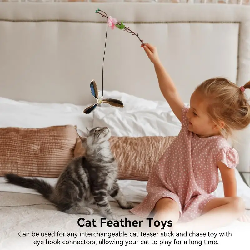 6PCS Cat Feather Toys Multipurpose Cat Teaser Toy Wear-Resistant Cat Feather Wand Refills Interactive Teaser Toy For Home