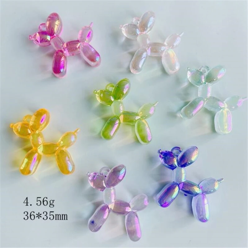 10pcs/lot new acrylic balloon dog beads resin charm connectors for diy pendant keychain jewelry making accessories material