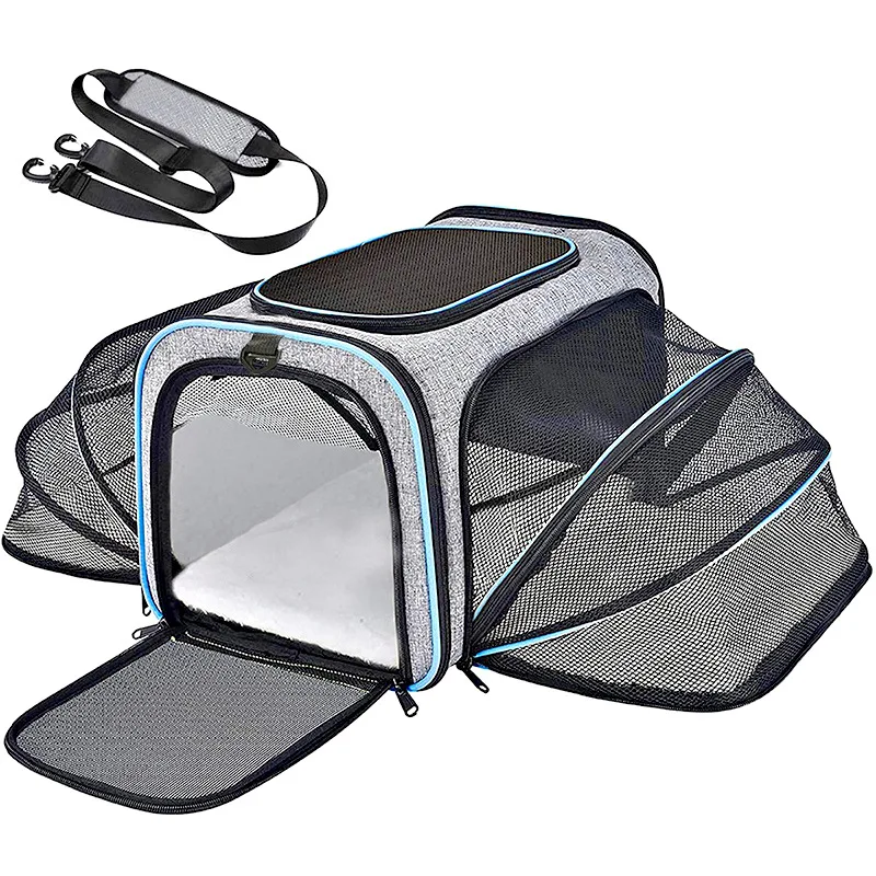 Pet Cat Bags Airline Approved Expandable Foldable Soft Dog Carrier 5 Open Doors Reflective Tapes Cat Travel Bag for Small Dog