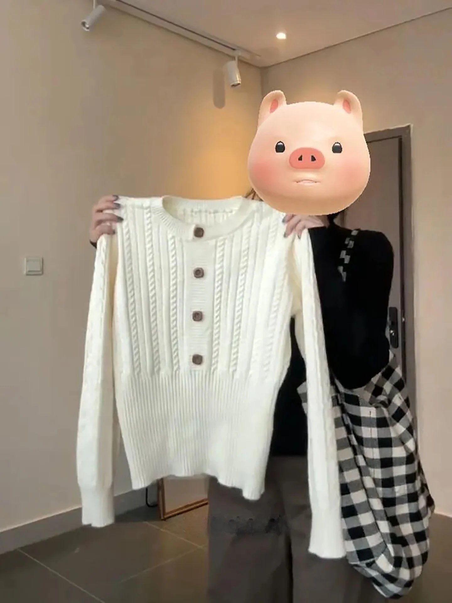 

Весна 2026: Женский облегающий вязаный свитер из мягкой теплой однотонной ткани, удобный для повседневной носки, с круглым вырезом, в стиле Ele Sle Knitwear.