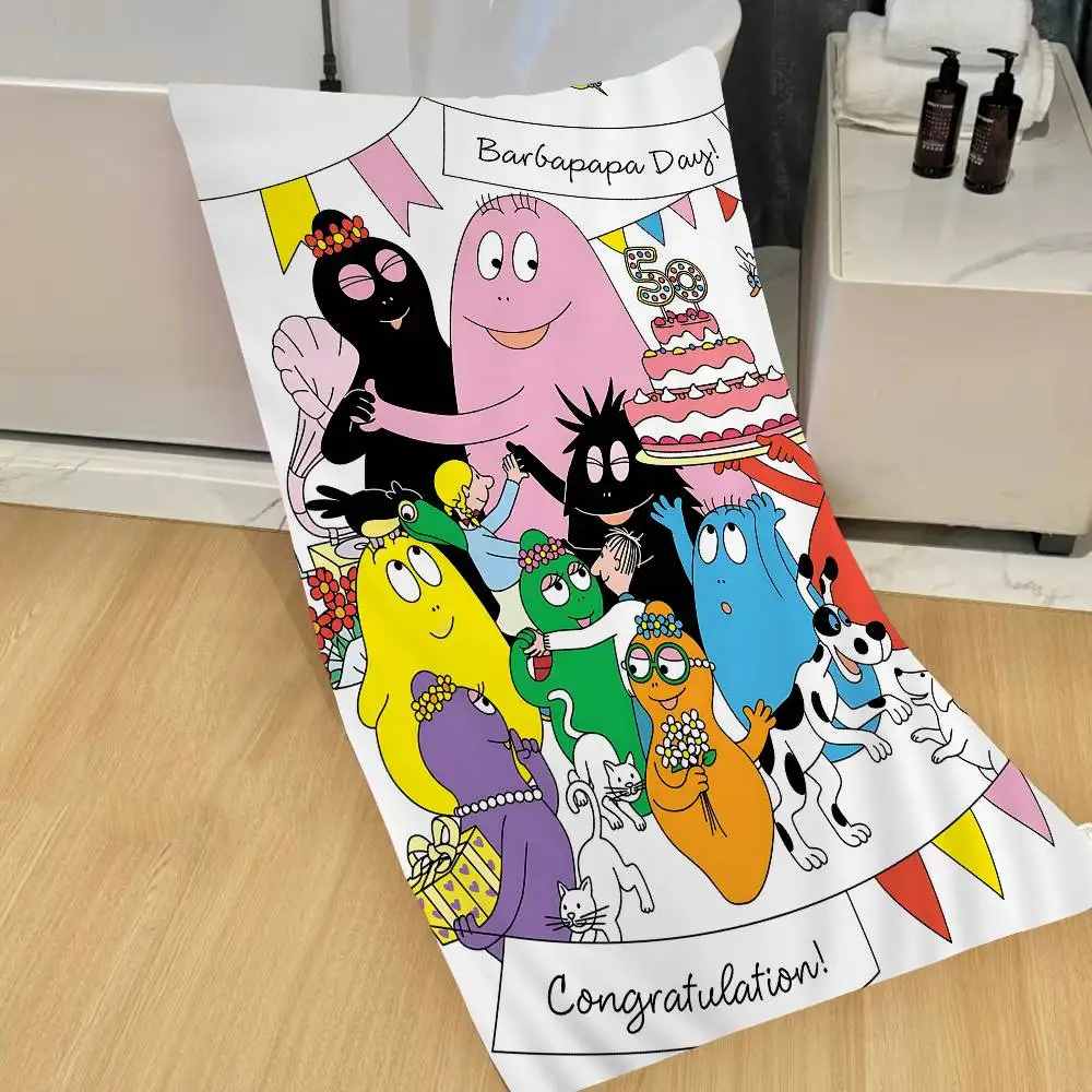 Cartoon B-Barbapapa Anime Beach Swimming Towel Soft Absorbent Washcloth Children's Gifts for Kids Travel Camping Gym