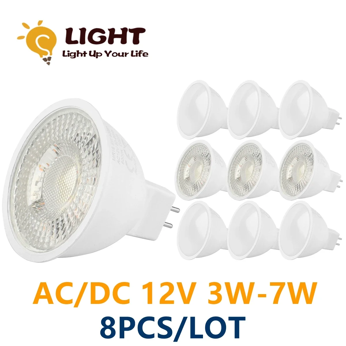 

8PCS Spot Foco MR16 AC DC 12V 3W 5W 6W 7W Warm White Day Light LED Light Lamp For Home Decoration Replace 50W Halogen Spotlight