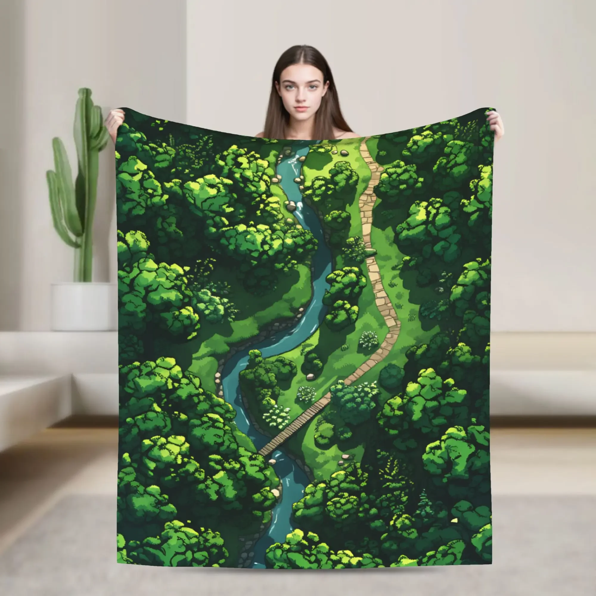 Grass Battlemat Grassland Land Greenery Blanket Quality Warm Soft  Throw Blanket Winter Picnic Bedroom Novelty Bedspread