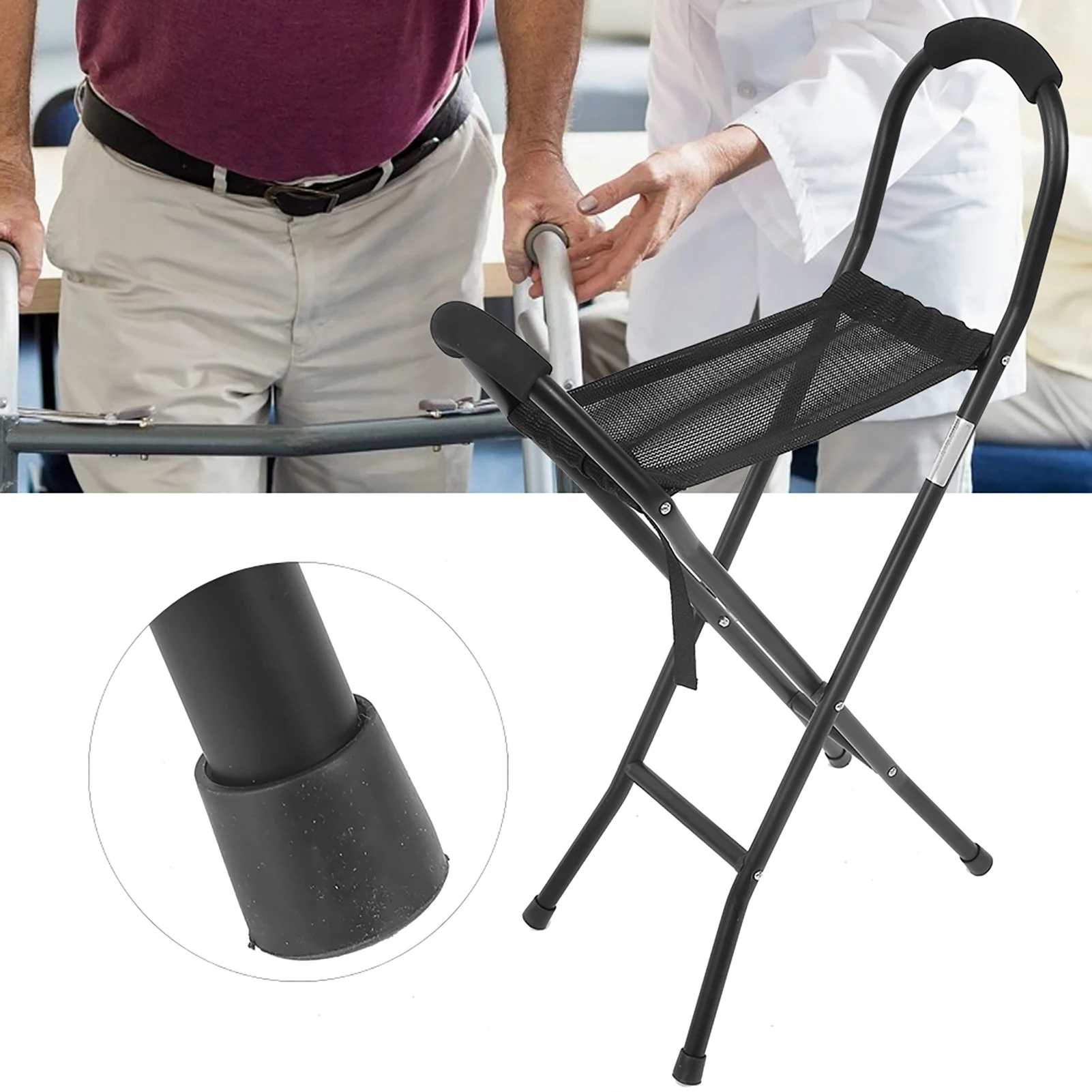 

Walking Stick Cane Folding Cane Stools Portable Lightweight Walking Chair with Seat Portable Walking Chair