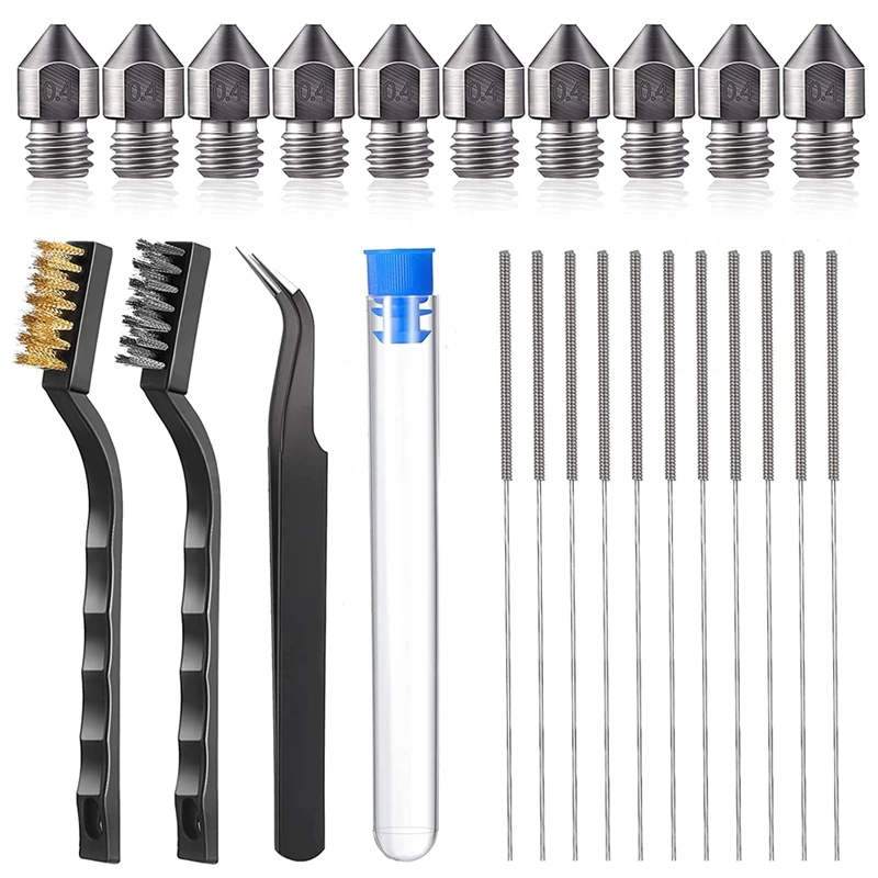 3D Printer Accessories Extruder Nozzle Hardened Steel MK8 Nozzle Cleaning Kit for Makerbot Creality CR-10 Ender 3 Series