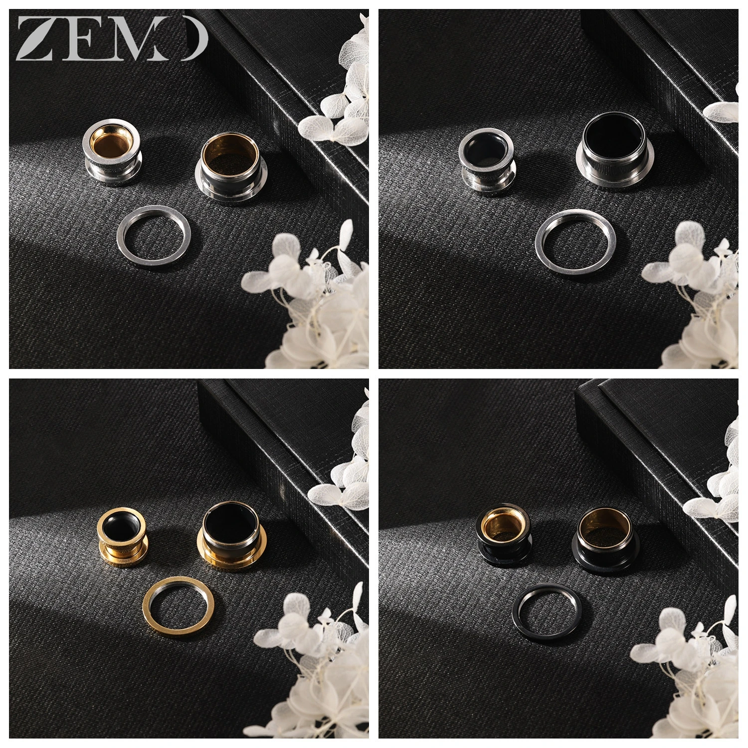 ZEMO 1 Piece Punk Stainless Steel Ear Plug And Tunnel Men Women Ear Strecher Expander Double Flared Large Gauges Body Piercings