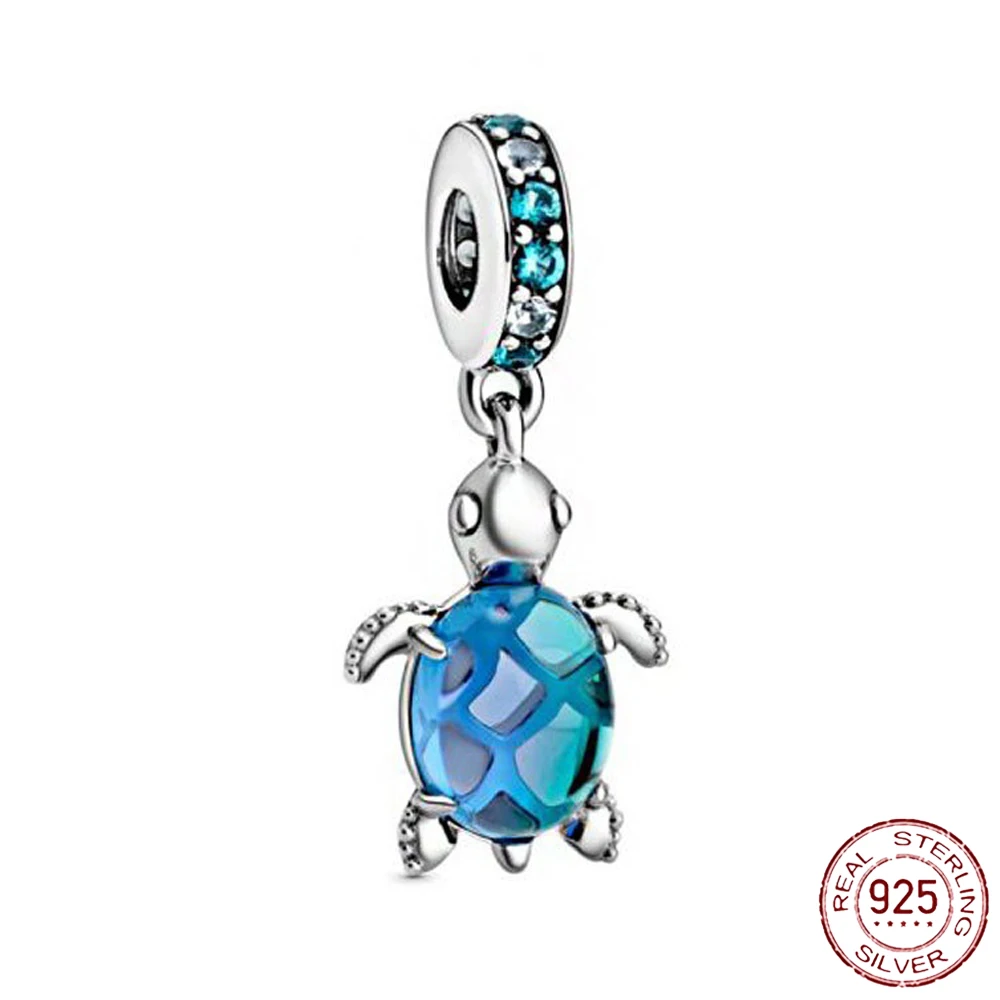 2023 New Ocean Blue Sea Turtle ciondola Bead Fit Original Pandora Charms bracciale in argento 925 regalo donna fai da te perline di gioielleria raffinata