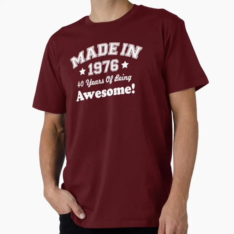 

Vintage Born in 1976 50th Birthday Gift T Shirt for men 100% cotton print 50 years Of Being Awesome clothes All size S-6XL Tops