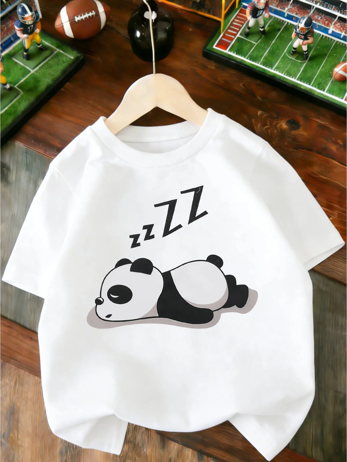 Adorable Lying Down Sleepy Panda Cartoon Graphic T Shirt Boys Girls Casual Short Sleeve Tee Family Matching Kids Cotton Tops
