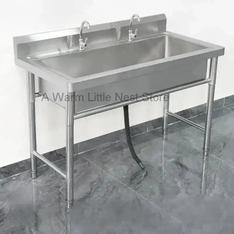 Commercial Stainless Steel Kitchen Sinks for Restaurant Integrated Single Washing Sinks School Custom Wash Basin with Bracket GM