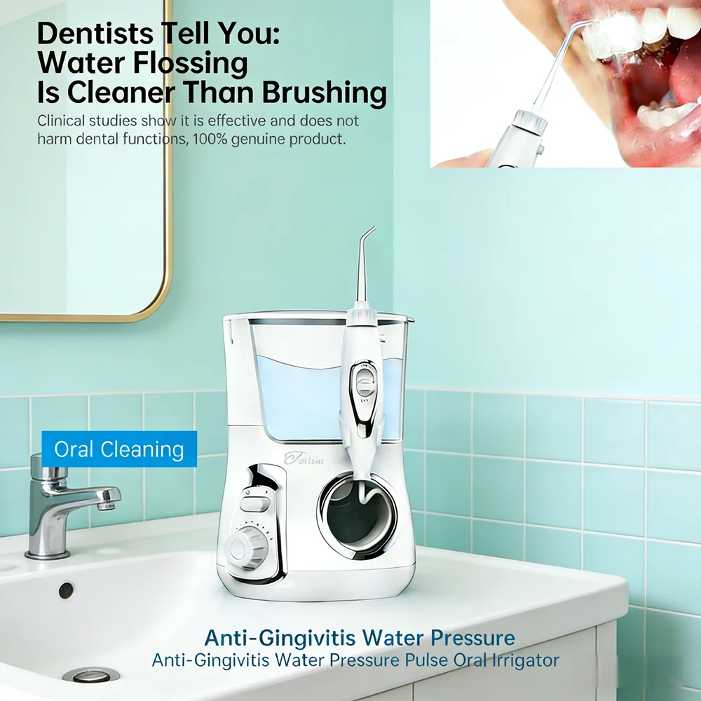 

Электрический ирригатор для полости рта Dental Spa, резервуар для воды 800 мл, 10 регулируемых режимов, 5 насадок-сопел, настольный очиститель для зубов