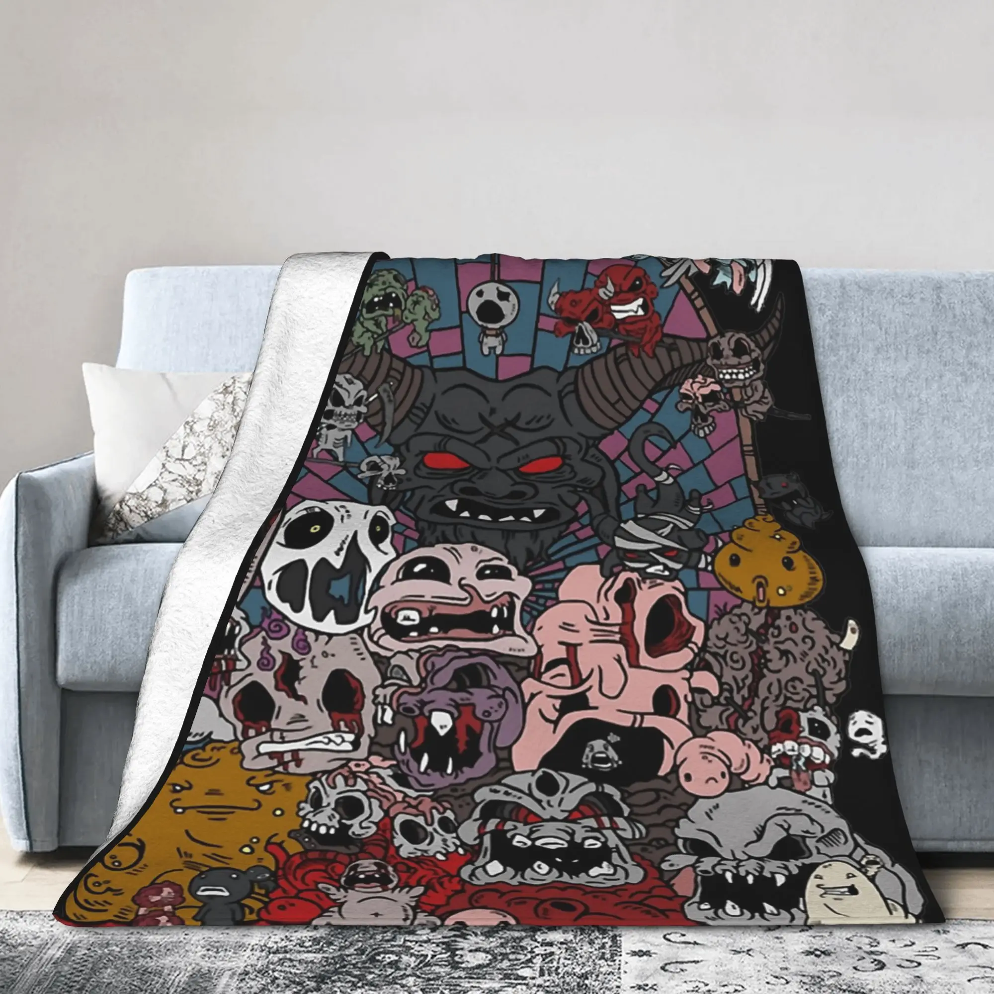 the binding of isaac Knitted Blankets Fleece indie video games Ultra-Soft Throw Blankets for Home Couch Quilt Portable